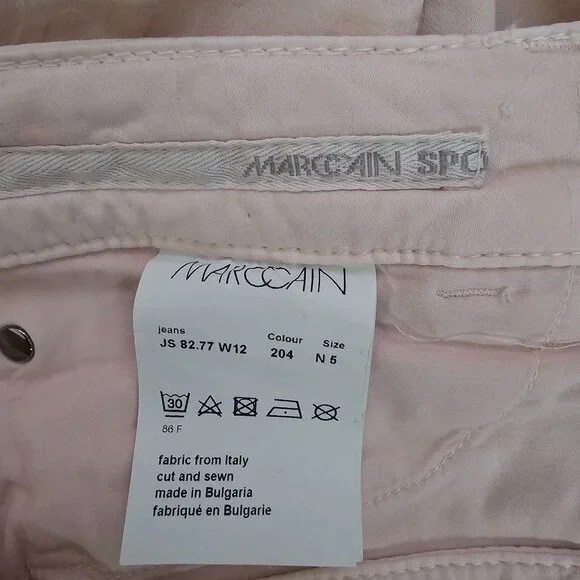 Marc Cain Light Pink Embossed Floral Pattern Slim Fit Pants Women's Size N5/US10 - Picture 9 of 16